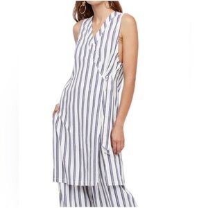 Free People Navy and White Striped Wrap tunic Dress